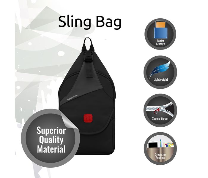 Promate Tabsling 10.1 inch Premium Lightweight Tablet Sling Bag, Black - Zoom Image 1