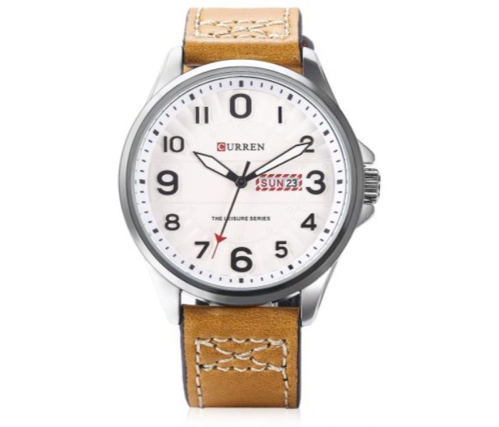 Curren 8269 Analog Quartz Watch For Men Brown and White - Zoom Image 2