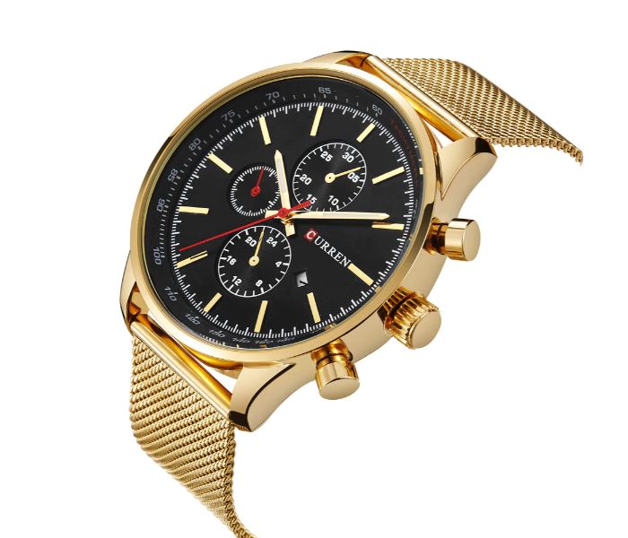 Curren 8277 Luxury Watch For Men Black and Gold - Zoom Image 1