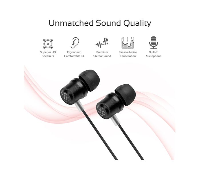 Promate Travi Dynamic In-Ear Stereo Earphones with In-Line Microphone - Black - Zoom Image 2