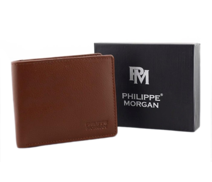 Philippe Morgan PM006 Men Leather Bifold Wallet Brown - Zoom Image