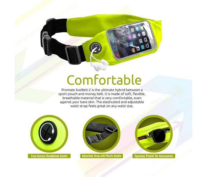 Promate LiveBelt-2 Universal Flexible Sporty Belt Band Case, Green - Zoom Image 2