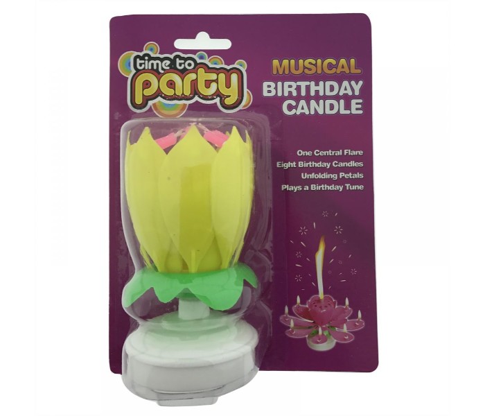 Party Time Y-140582 Flower Musical Birthday Candle Yellow - Zoom Image