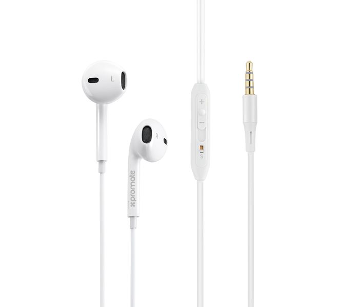 Promate Gearpod-Is2 Lightweight High-Performance Stereo Earphones, White - Zoom Image 7