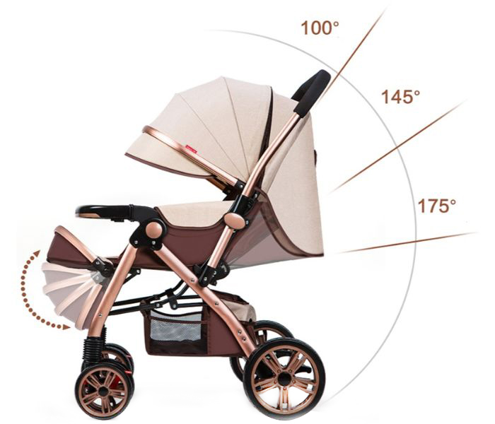 Foldable Anti shock Baby Stroller AR-135-2 Khaki - Zoom Image 2