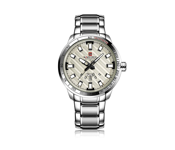 Naviforce 9090 Men Luxury Analog Stainless Steel Starp Watch - WHITE - Zoom Image 3