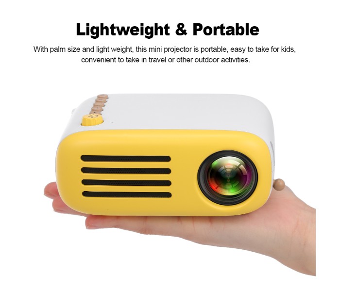 BSNL A5 Mini LCD Projector with 1080P 60" Home Theater LED Video Projection Machine 400 Lumens Built-in Speaker 1300mAh V5481US White and Yellow - Zoom Image 5