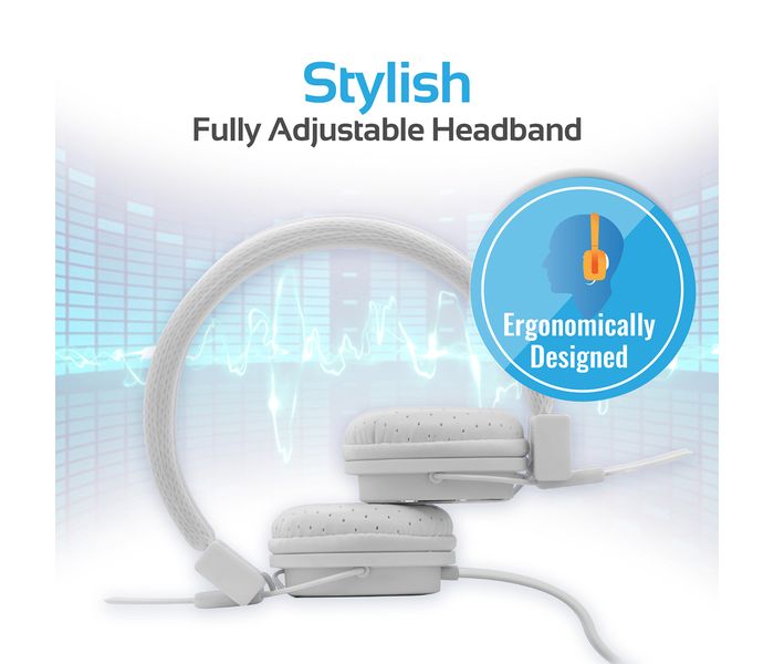 Promate Vent Over the Ear Headphone with Built-in Microphone, White - Zoom Image 2