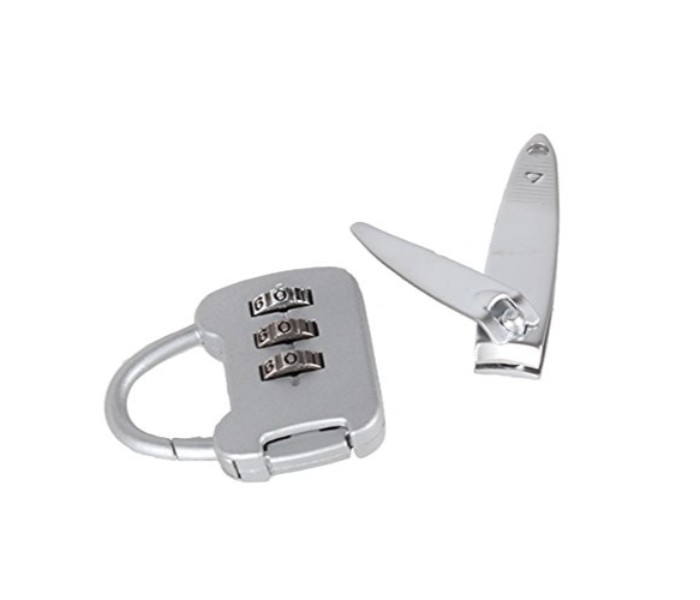 Taqdeer 713B-2 3 Digit Zinc Alloy Resettable Combination Code Locks Password Padlock and a Nail clipper Silver - Zoom Image 2