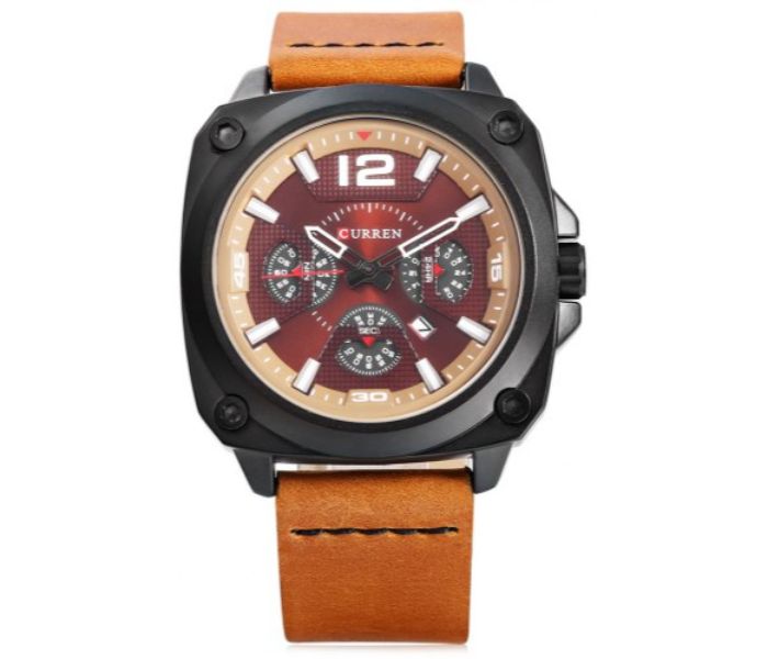 Curren 8260 Quartz Watch For Men Red And Brown - Zoom Image 2