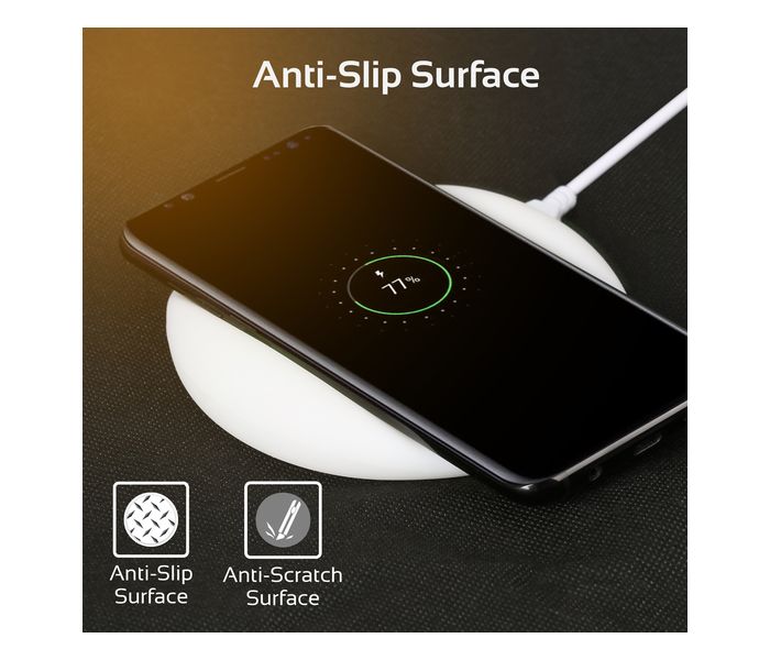 Promate Cloud-Qi Smart Wireless Charging Pad with LED Light & Anti-Slip Surface, White - Zoom Image 5