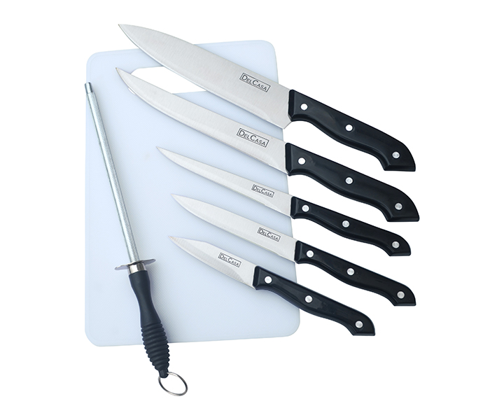 Delcasa DC1052 Basic Kitchen Cutting Board and Knife Set 7 Pcs - Zoom Image