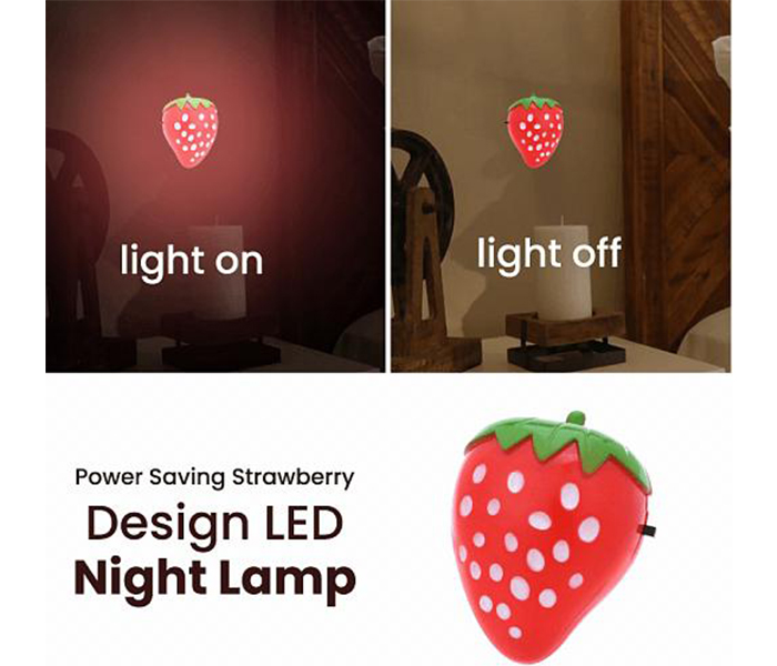 Zen New Fashionable Multi Colour Strawberry Design LED Night Lamp - Red - Zoom Image 2