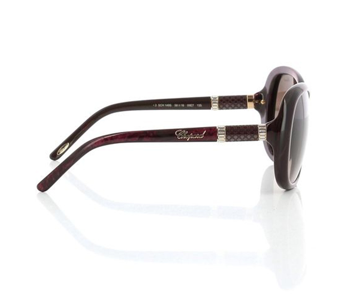 Chopard SCH149S 09E7 Round Bordeaux Pearled & Red Frame and Brown Mirrored Sunglasses for Women - Zoom Image 2