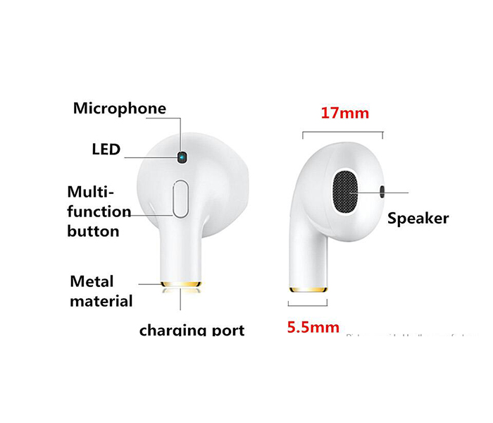 Wireless Bluetooth Mini Single Earbuds Earphone with Mic - White - Zoom Image 2