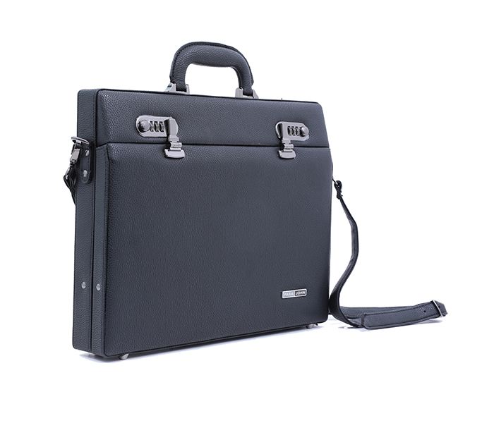 Para John PJSC8904B Gun Color Metal Fitting PVC Suitcase - Black - Zoom Image 1