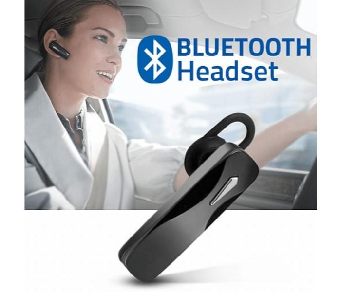 Light Weight Wireless Bluetooth Single Ear Mono Headset With Mic - Black - Zoom Image 1