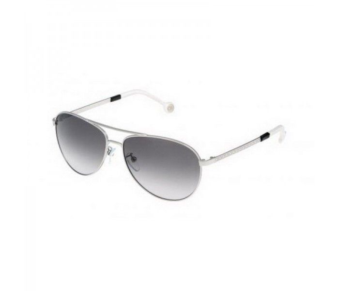 Carolina Herrera SHE0450579 Round Silver Frame & Gradent Black Mirrored Sunglasses for Women - Zoom Image