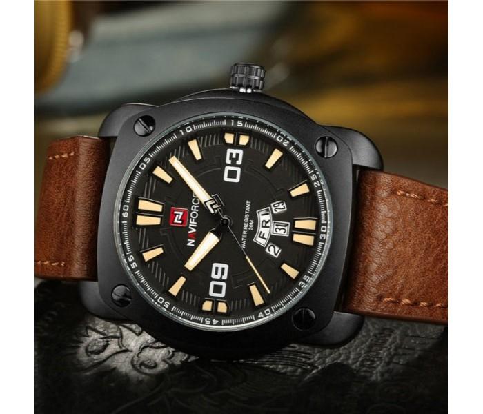 Naviforce NF9096M Genuine Leather Fashion Sports Watch for Men - Brown - Zoom Image 2