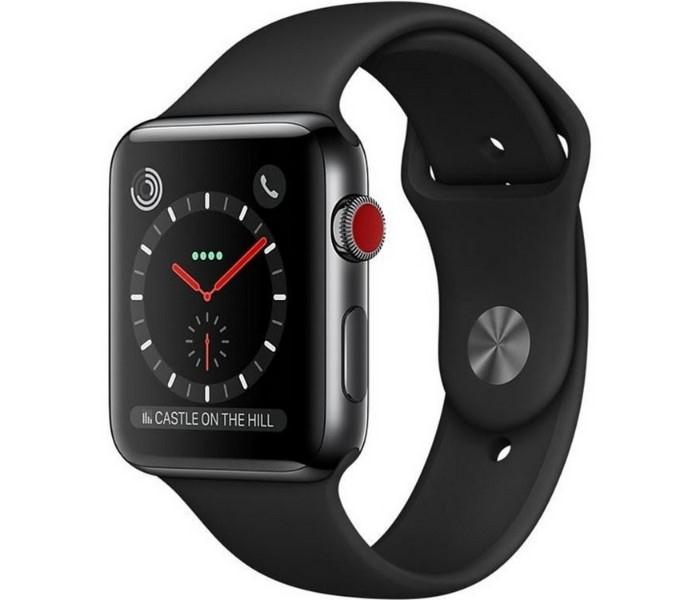 Apple Watch MQM02 Series 3 - 42mm Stainless Steel Case with GPS+Cellular Sport Band, Black - Zoom Image 2