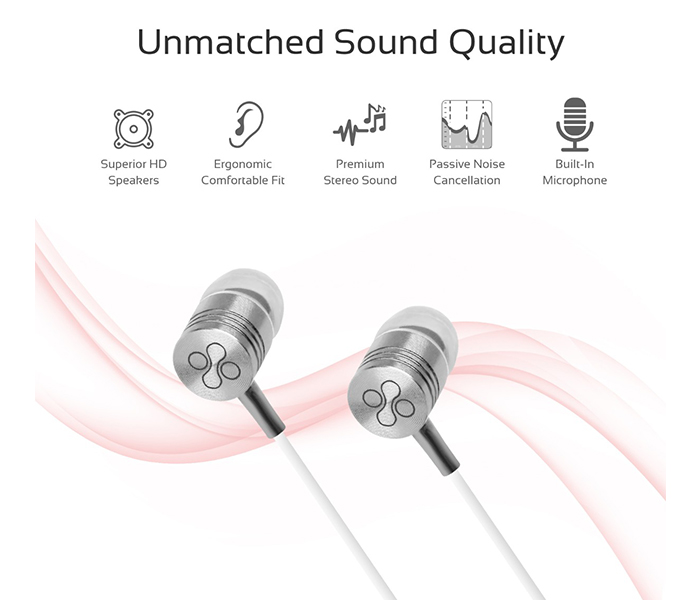 Promate Meta Universal In Ear Noise Isolation Stereo Earphone - White - Zoom Image 2