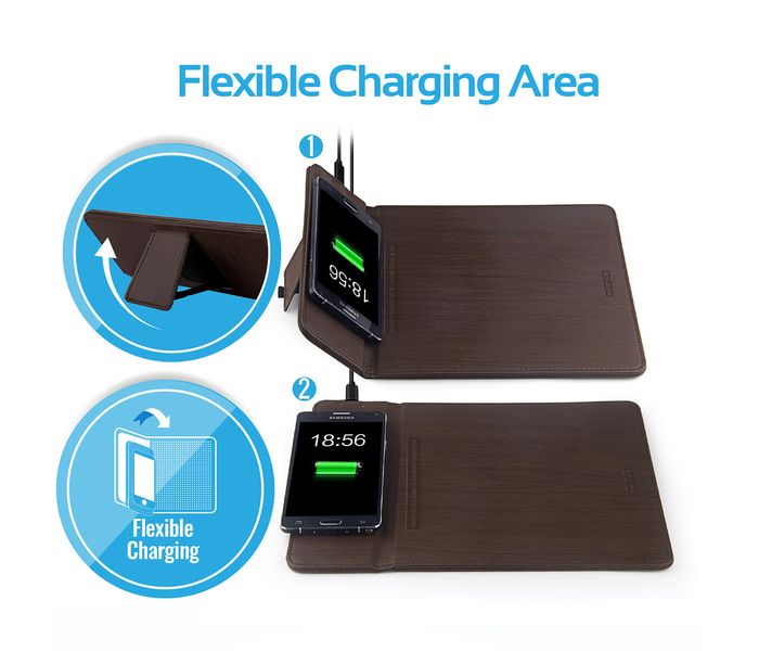 Promate Aurapad-2 3 in 1 Wireless Charger Mouse Pad with Phone Stand - Brown - Zoom Image 5