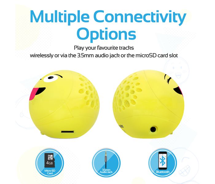 Promate Groovoji Mini Wireless Emoji Speaker with Handsfree - Yellow - Zoom Image 1