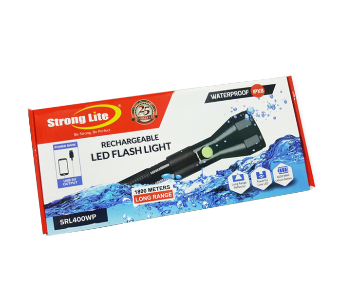 Strong Lite SRL400WP 4000 Mah Waterproof Rechargeable LED Flash Light - Black - Zoom Image