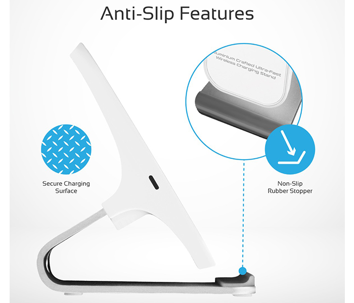 Promate AURADOCK-5 Aluminium Crafted Ultra Fast Wireless Charging Stand - Silver - Zoom Image 3