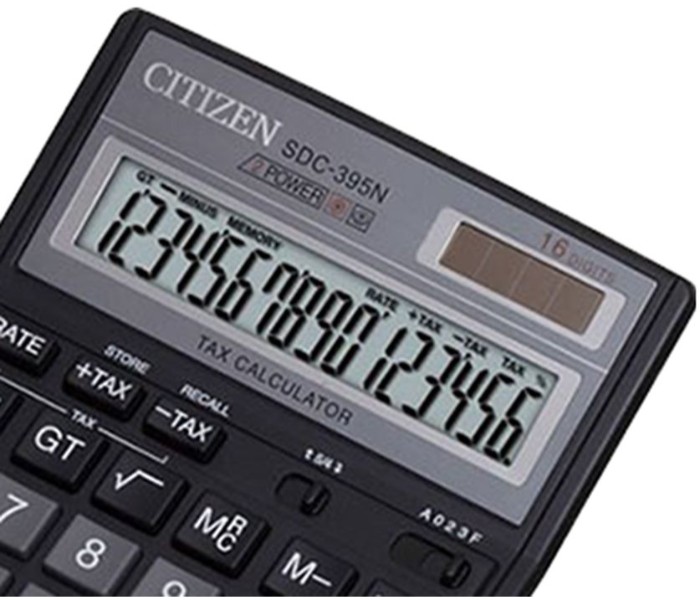 Citizen CTZ SDC 395 16 Digit Basic Calculator Black - Zoom Image 2