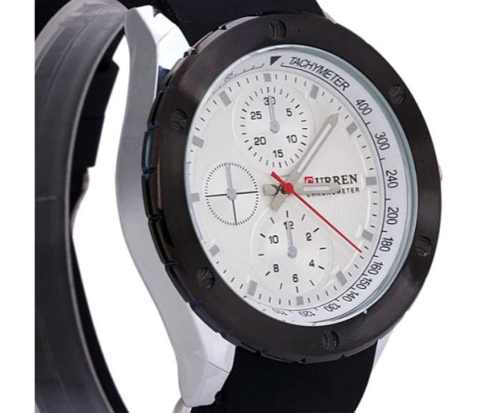 Curren 8165 Analog Quartz Watch For Men Black And White - Zoom Image 2