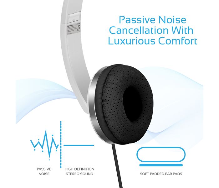 Promate Swing Dynamic On-Ear Stereo Headset with Hi-Fi Sound,White - Zoom Image 4