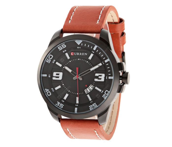 Curren 8213 Casual Date Display Quartz Watch For Men Brown and Black - Zoom Image 1