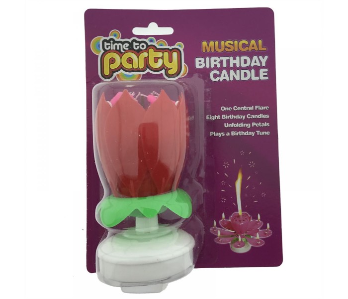 Party Time R-140582 Flower Musical Birthday Candle Red - Zoom Image