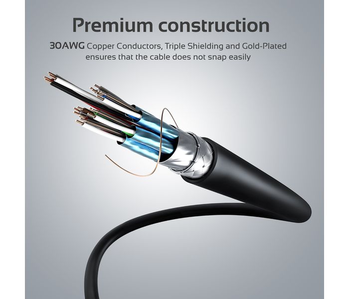 Promate ProLink4K2-150 High Definition Right Angle 4K HDMI Audio Video Cable - Black - Zoom Image 3