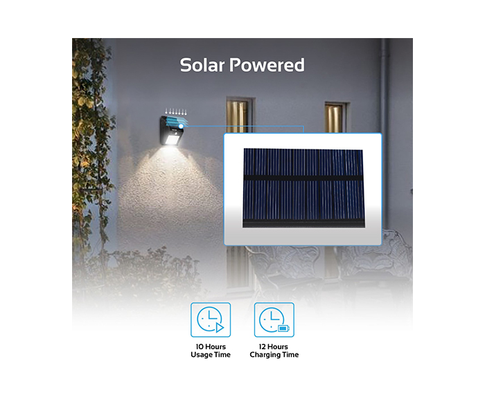 Promate Solarway-3 Solar Powered LED Light with Intelligent Motion Sensors - Black - Zoom Image 1