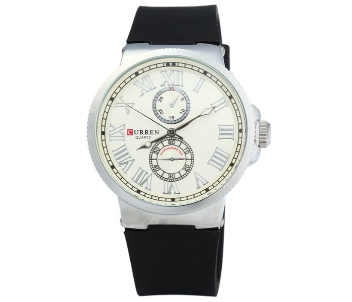 Curren 8160 Quartz Analog Watch For Men Black And White - Zoom Image 4