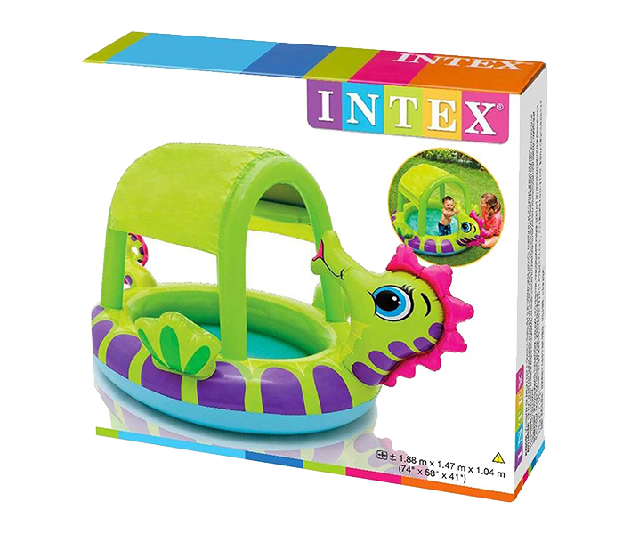 Intex ZX-57110 155 x 135 x 104CM Inflatable Hippocampus Covered Baby Pool - Green - Zoom Image 1