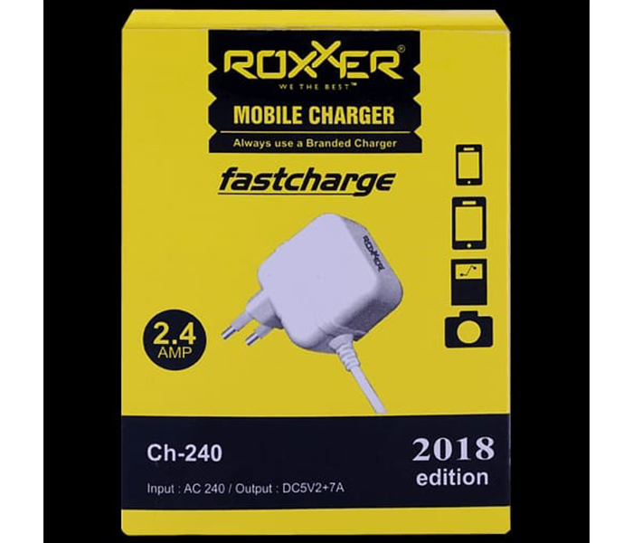 Roxxer 2018 Edition Fast Mobile Charger with 2.4 AMP Power - Black - Zoom Image 1