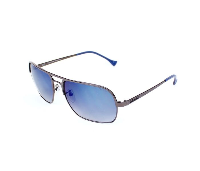 Police SPL147 568B Rectangular Gun Metal Frame & Black Gradient With Blue Mirror Effect Mirrored Sunglasses for Men - Zoom Image 2