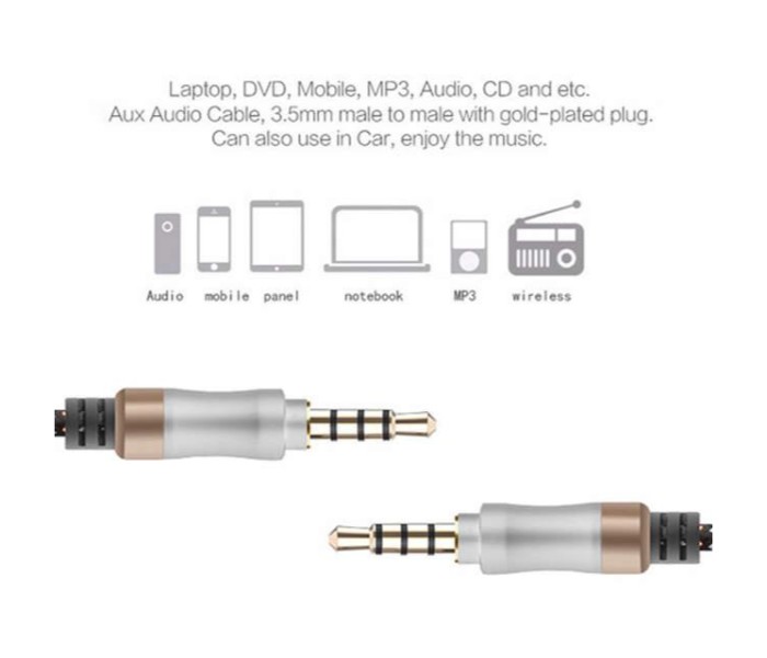 Universality High Hard Quality 3.5 Standard AUX 1.5 M Audio Cable for Car, Laptop and Mobile AC65 Assorted - Zoom Image 6