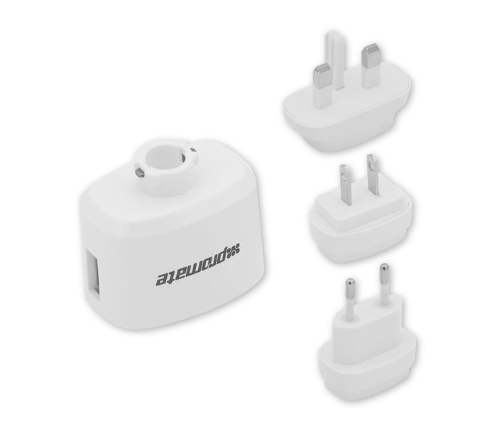 Promate Traverse 3100mAh Universal Multi Plus Travel Charger Adaptor with Dual USB Ports, White - Zoom Image 5