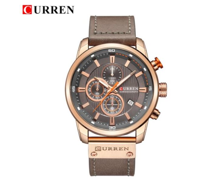 Curren 8291 Analog Sports Watch For Men Brown And Gold - Zoom Image 2