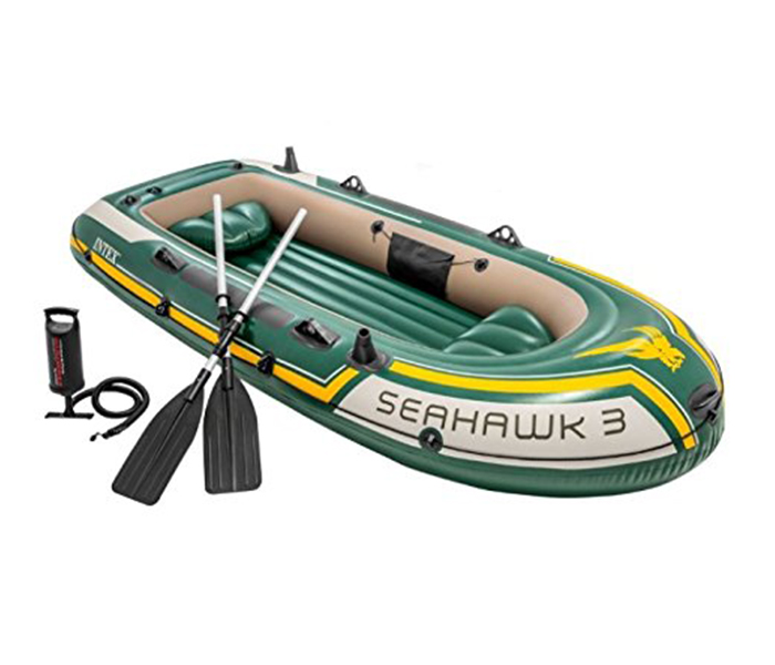 Intex ZX-68380 295 x 137 x 43CM SeaHawk 3 Fishing Boat Set With Oars - Green - Zoom Image 1