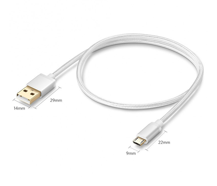 Trands TR-CA2560 Nylon Braided Micro USB Cable - Silver, 1.2 Meter - Zoom Image 2