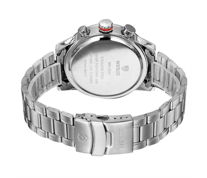 Weide WH 3311MB Mens Analog and Complete Calendar Watch Silver and Red - Zoom Image 3