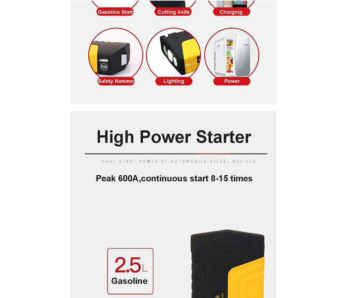 High Power Multi-Functional Car Jump Starter - Yellow - Zoom Image 4