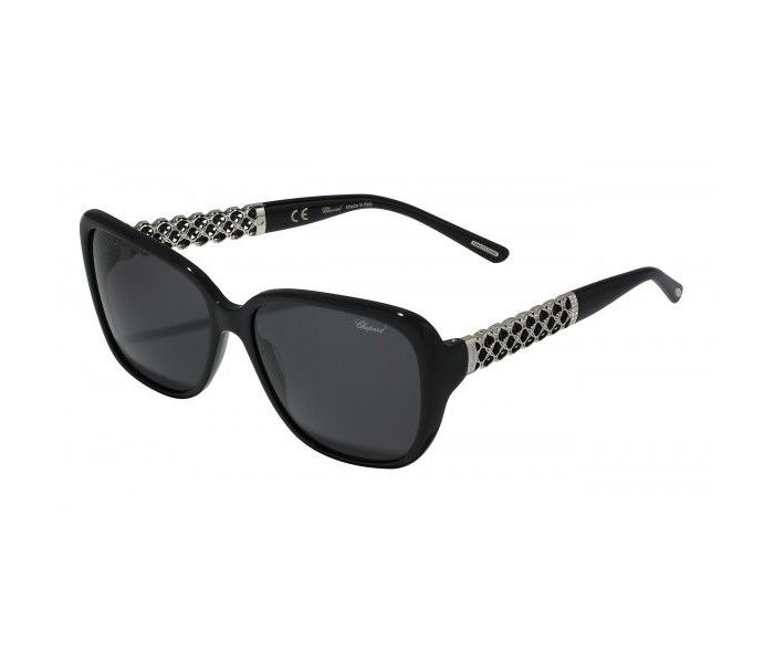 Chopard SCH184S 0700 Oval Black Frame & Black Mirrored Sunglasses for Women - Zoom Image