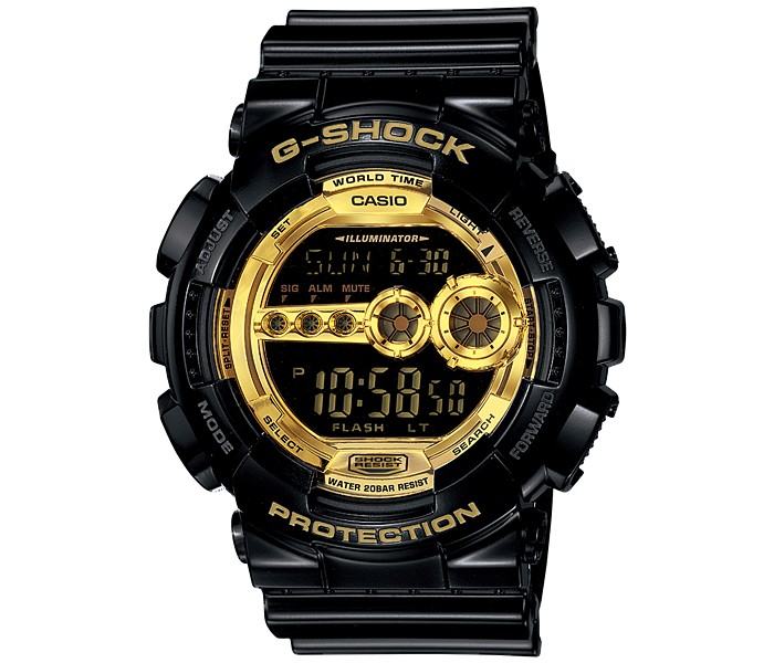 Casio G Shock GD-100GB-1DR Mens Digital Watch Black and Gold - Zoom Image