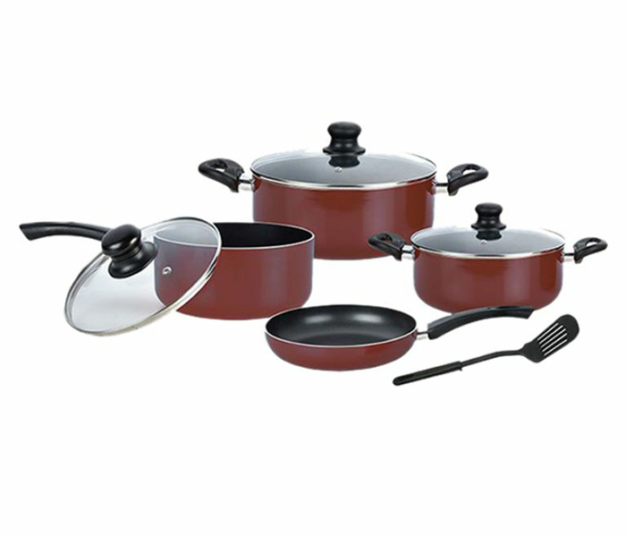 Royalford RF7621 8 Pieces Non-Stick Cookware Set - Red - Zoom Image